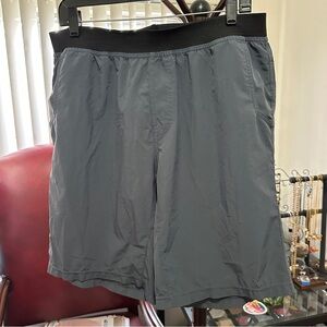 prAna Men’s Gray Breathe Athletic Hiking Climbing Shorts Sz L Elastic Waistband